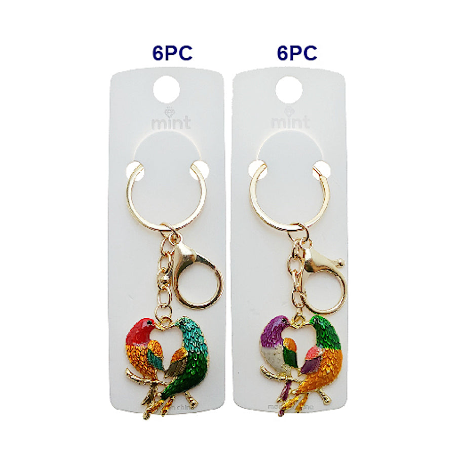 Enamel Lovebirds Keychain