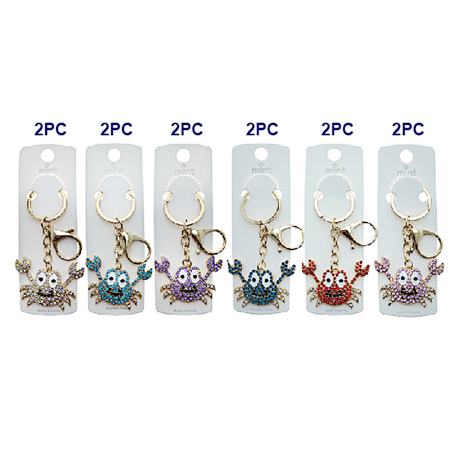 Rhinestone Crab Keychain
