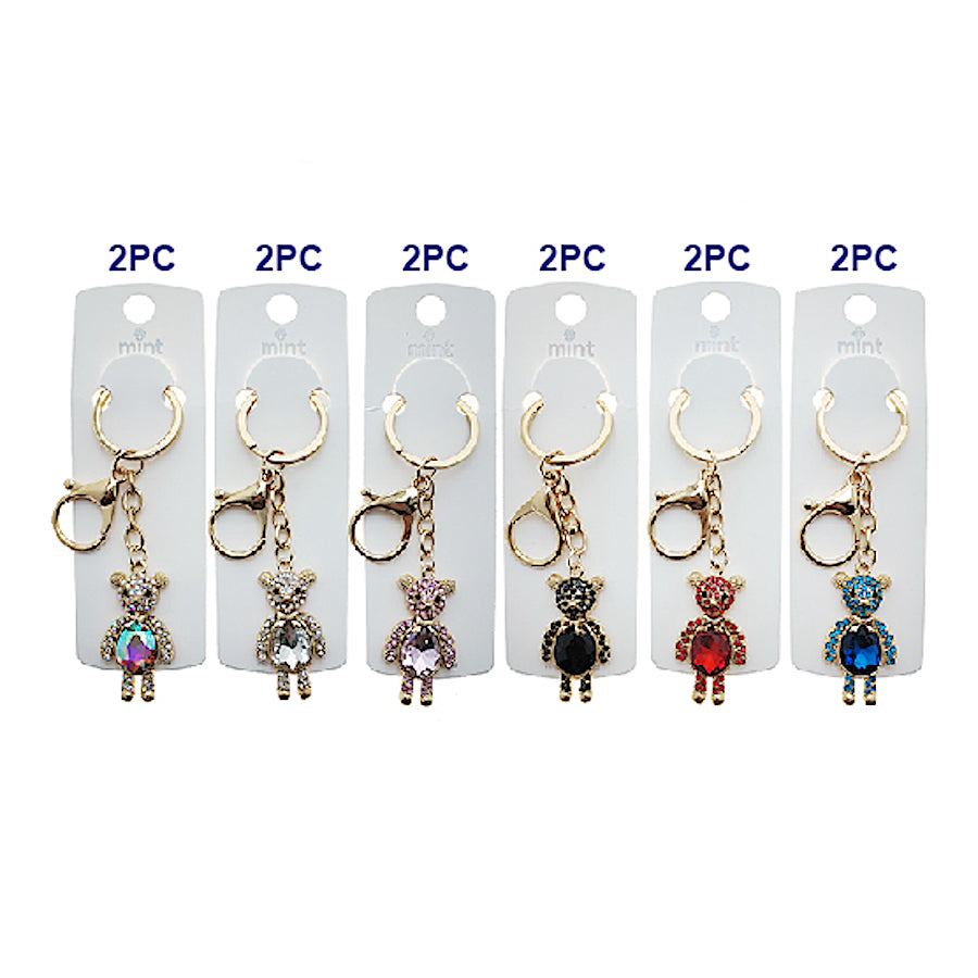 Rhinestone Teddy Bear Keychain