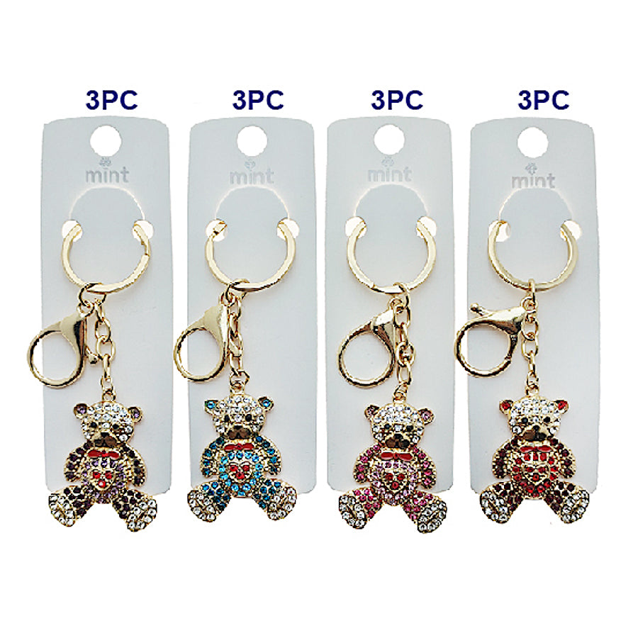 Rhinestone Teddy Bear Keychain