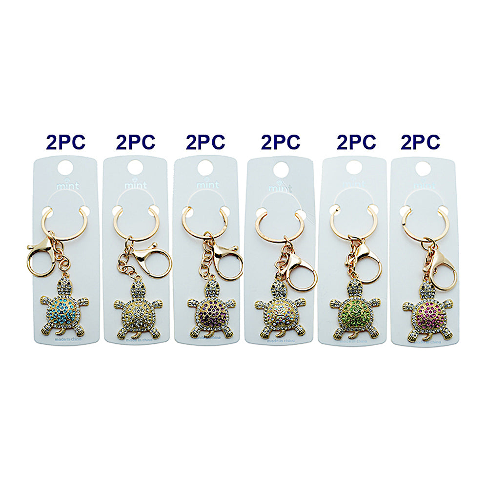 Rhinestone Turtle Keychain