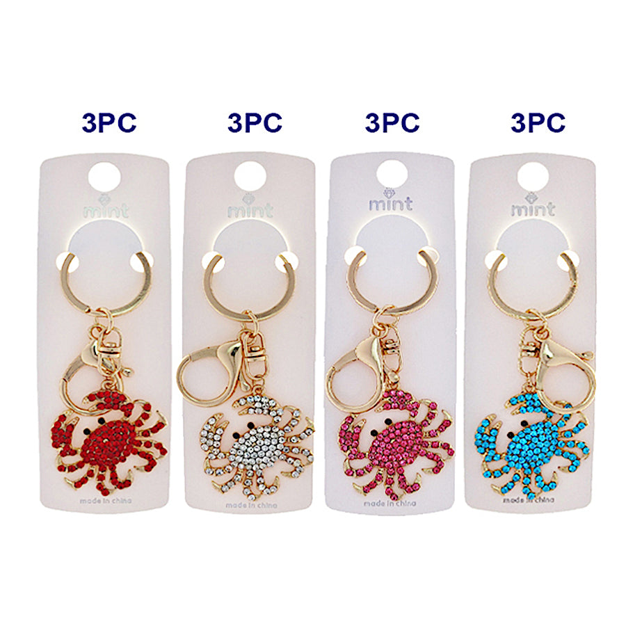 Rhinestone Crab Keychain