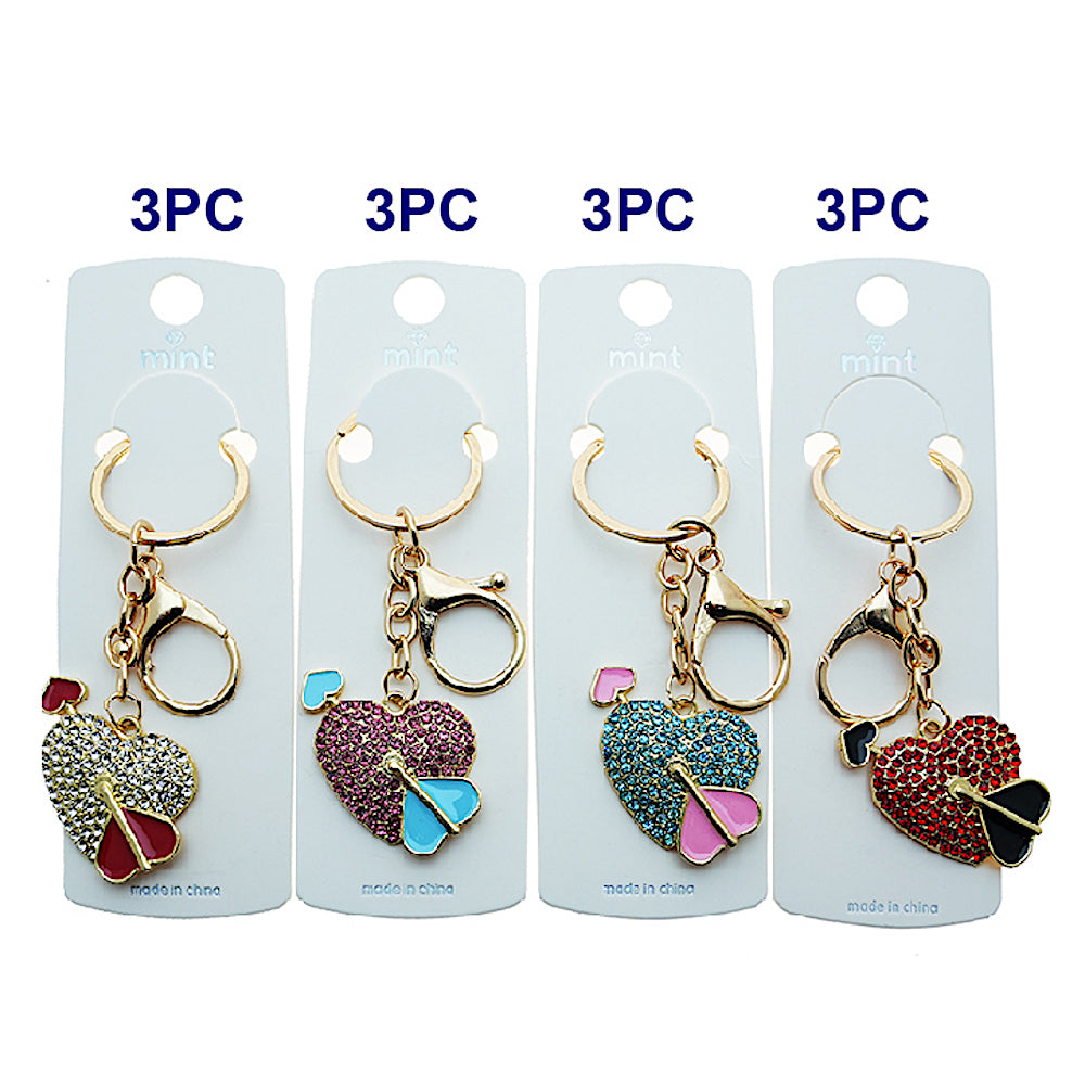Pavé Rhinestone Cupid's Heart Keychain