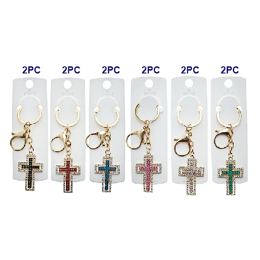 Rhinestone Cross Keychain
