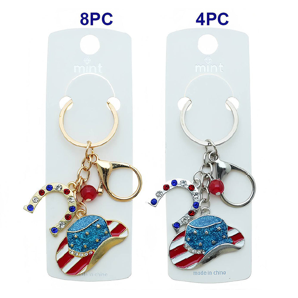 Patriotic Western Hat Charm Keychain