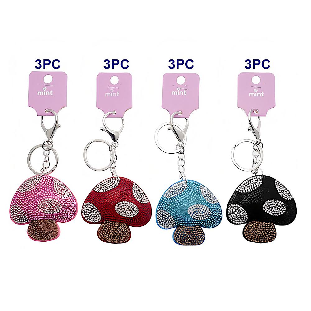 Rhinestone Mushroom Keychain