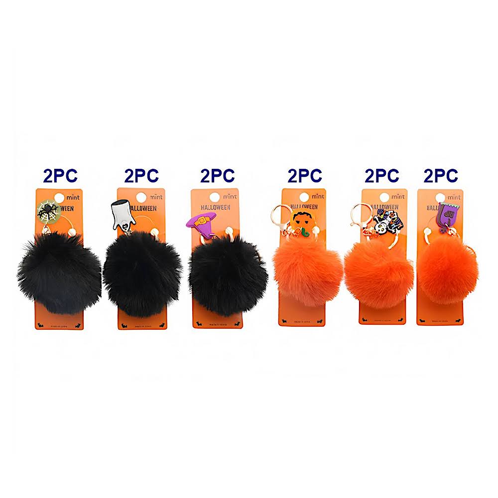 Halloween Charm Pom Pom Keychain