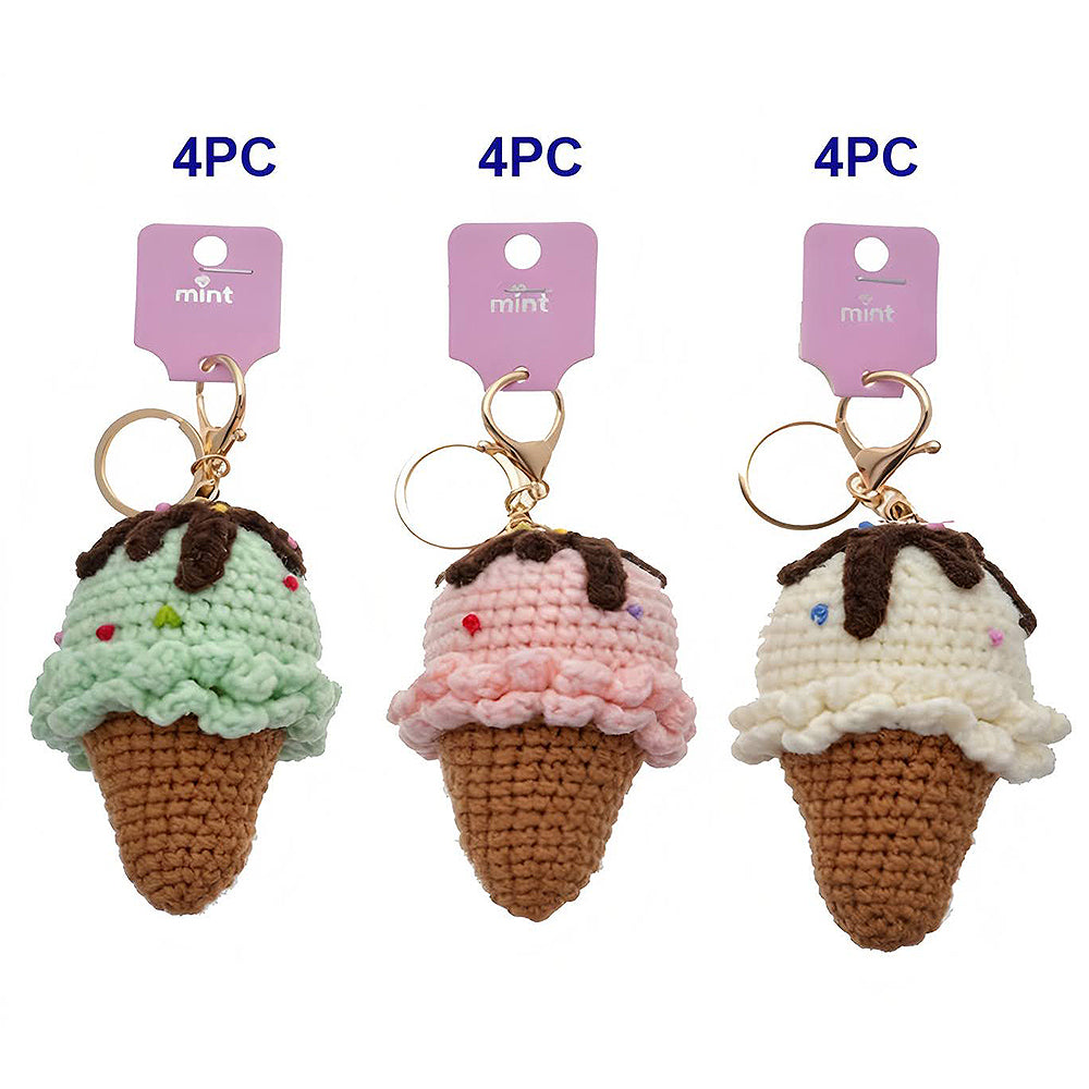 Crochet Ice Cream Cone Keychain