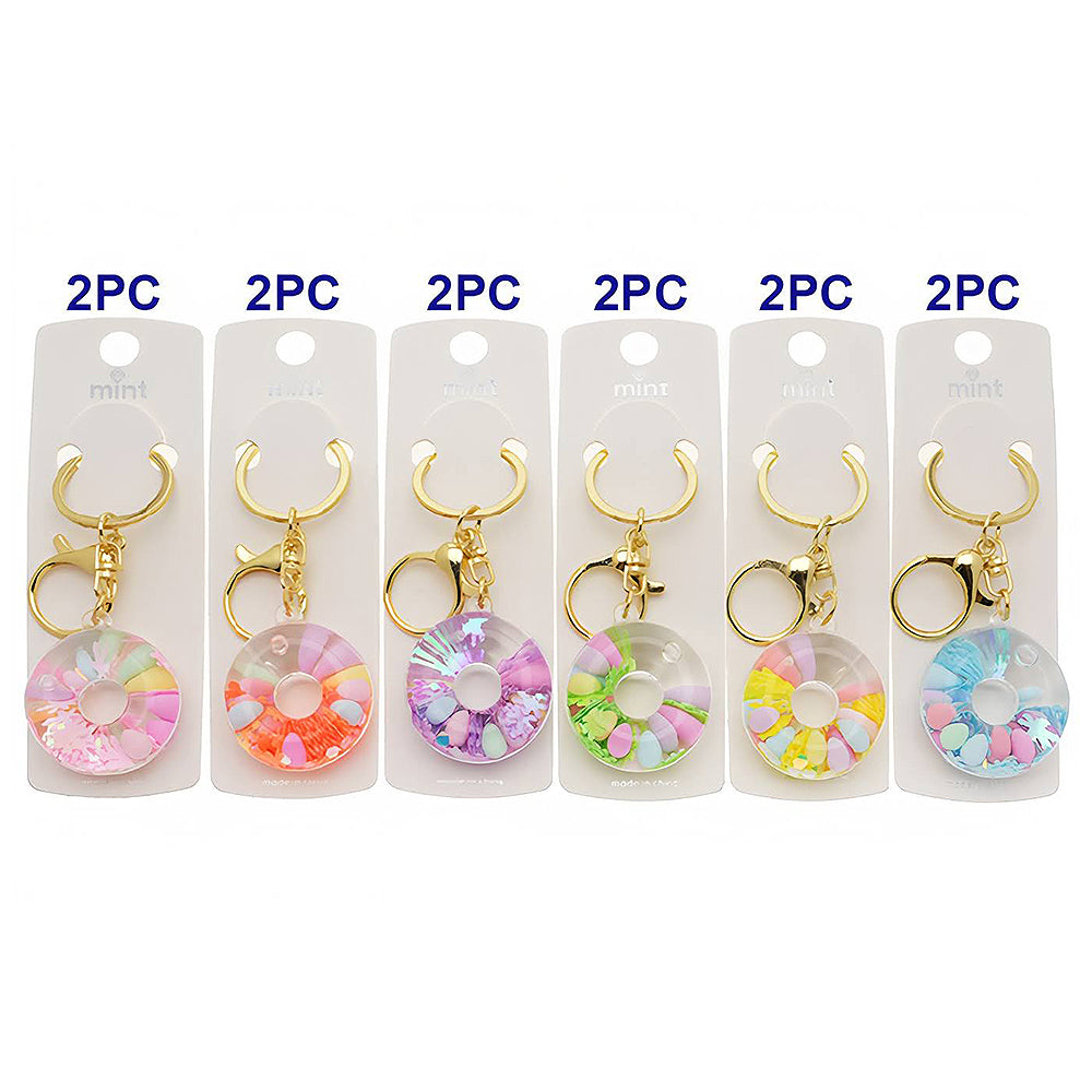 Donut Liquid Floating Glitter Shaker Keychain