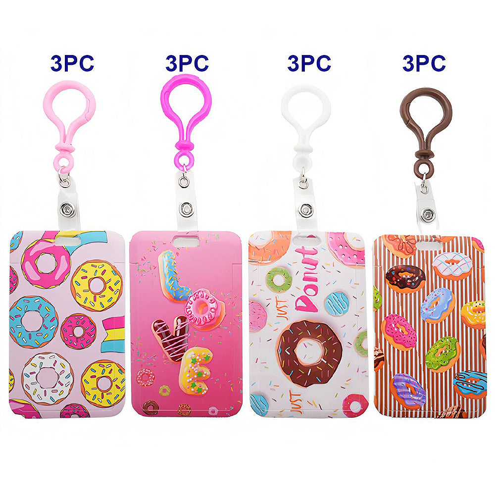 Assorted Donuts ID Card Holder Keychain