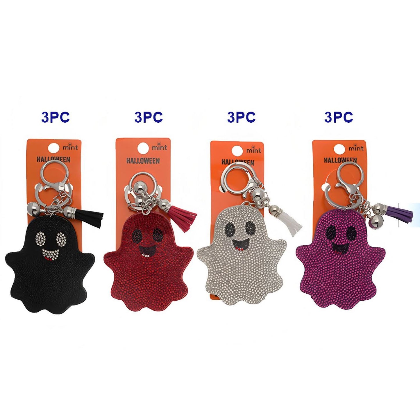 Halloween Rhinestone Ghost Tassel Keychain