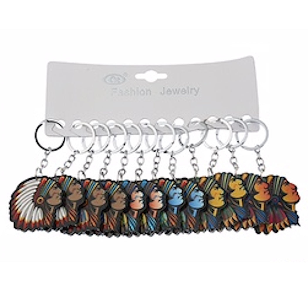Native American Chief Head Keychain