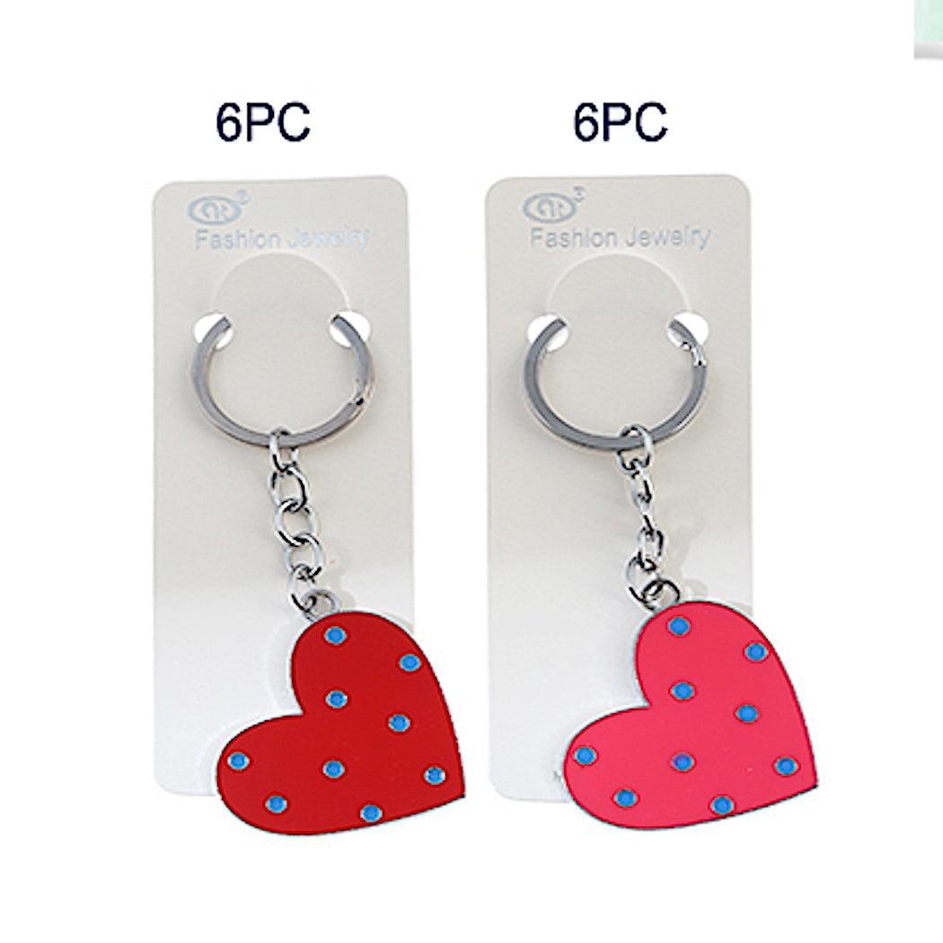 Enamel Polka Dot Heart Keychain
