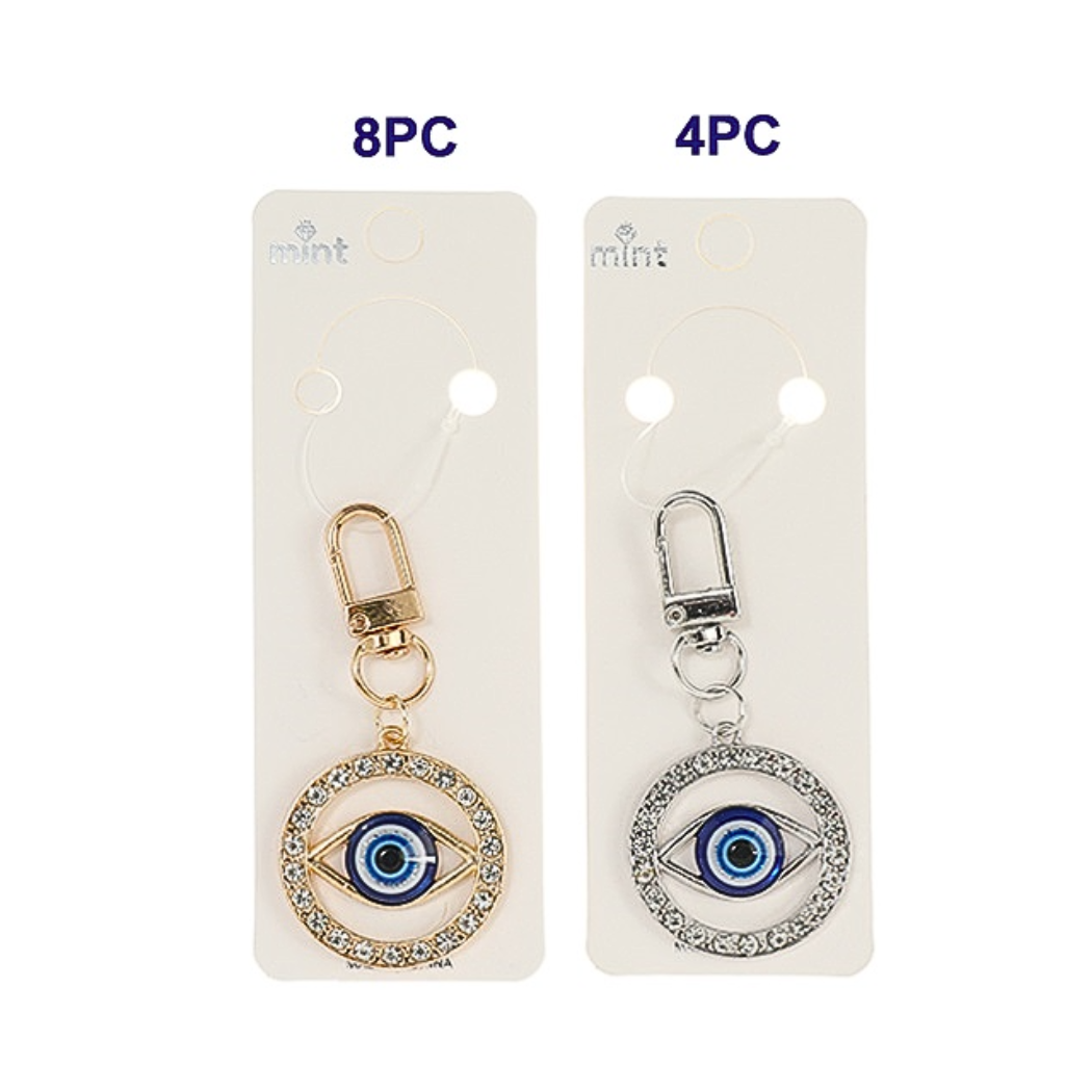 Rhinestone Evil Eye Circle Keychain