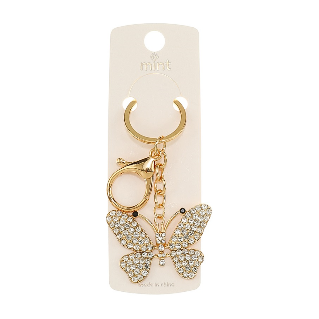 Rhinestone Butterfly Keychain
