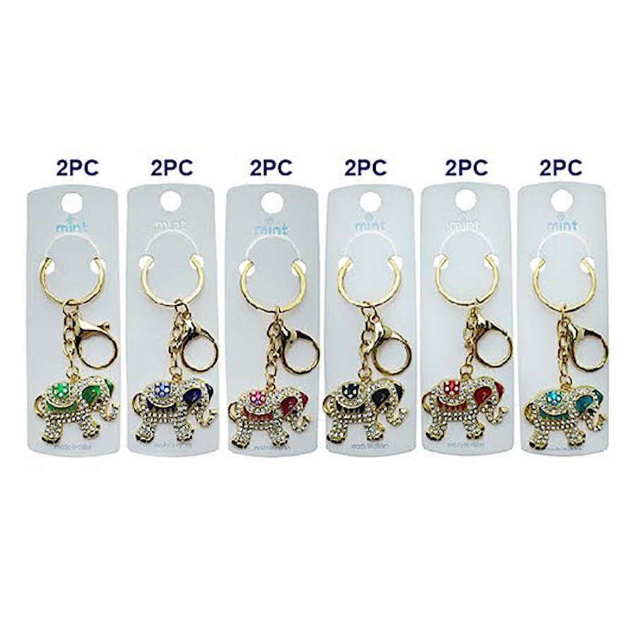Rhinestone Elephant Keychain