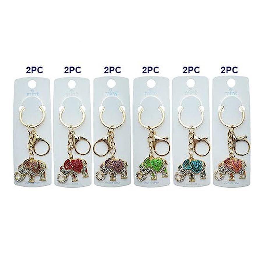 Rhinestone Elephant Keychain