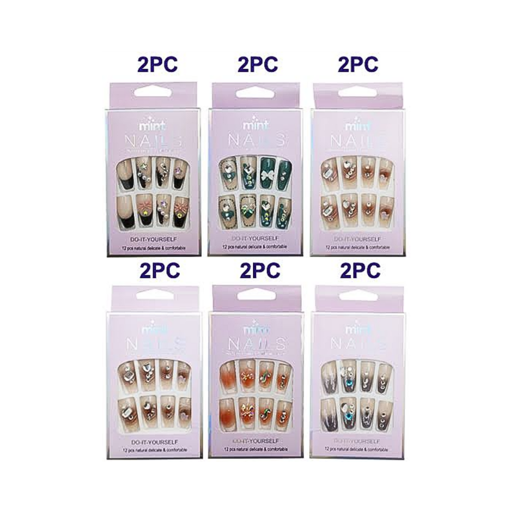 Medium Coffin Rhinestone Art Press On Nails