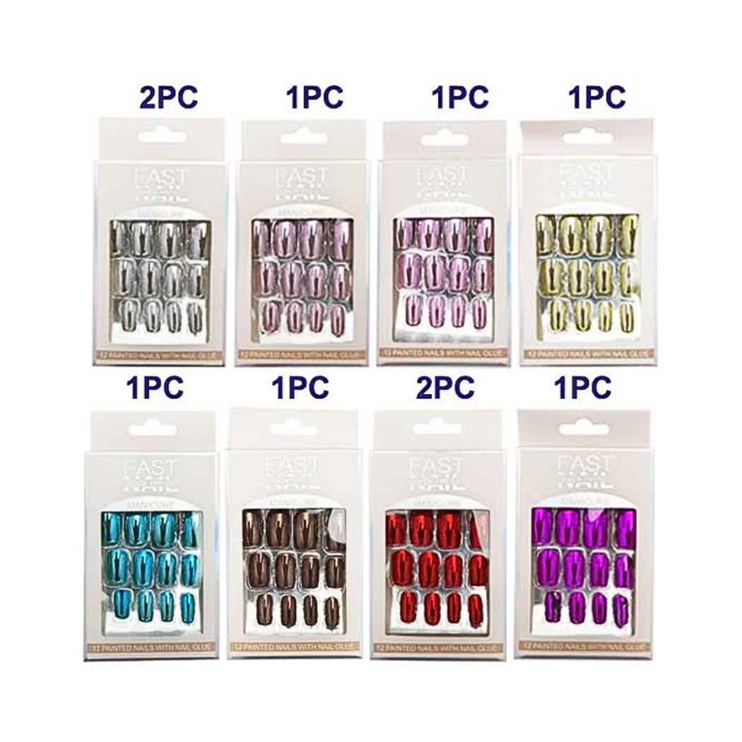 Medium Square Chrome Press On Nails