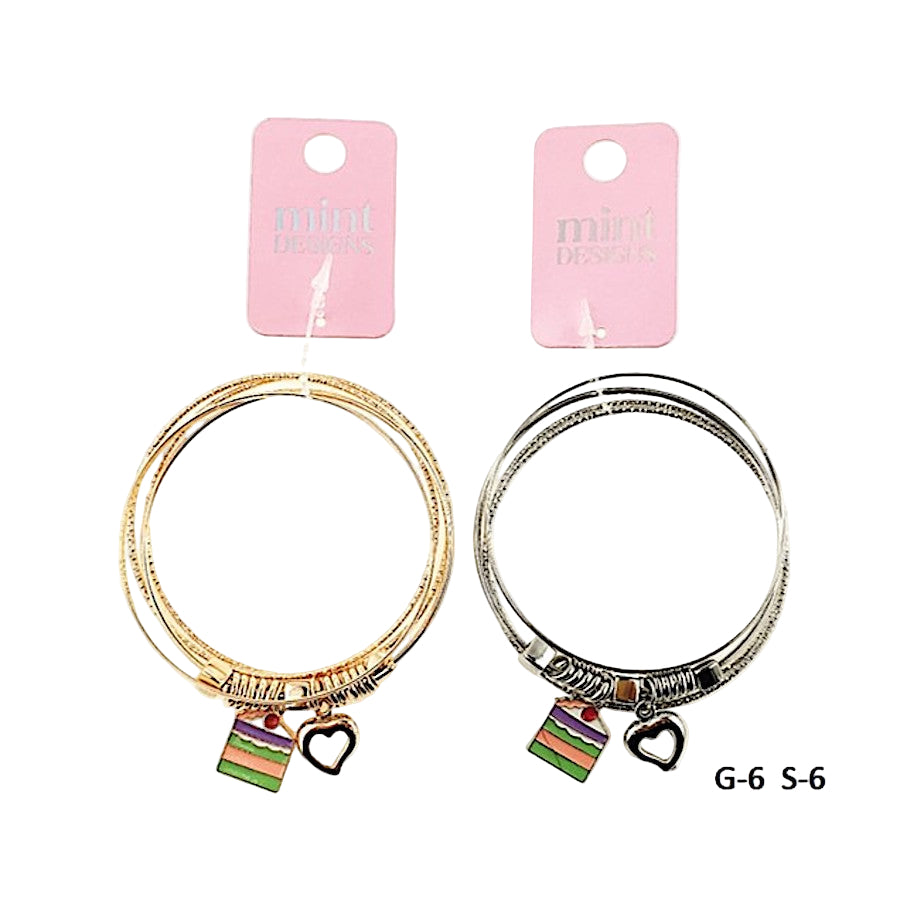 Cake Slice Charm Bangle Bracelet