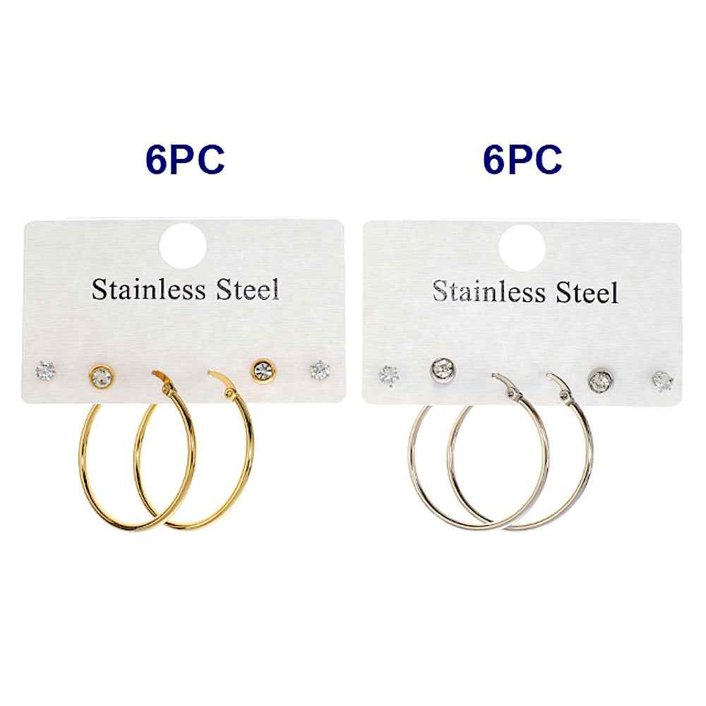TE1929 - Stainless Steel 3 Pair Earring Set
