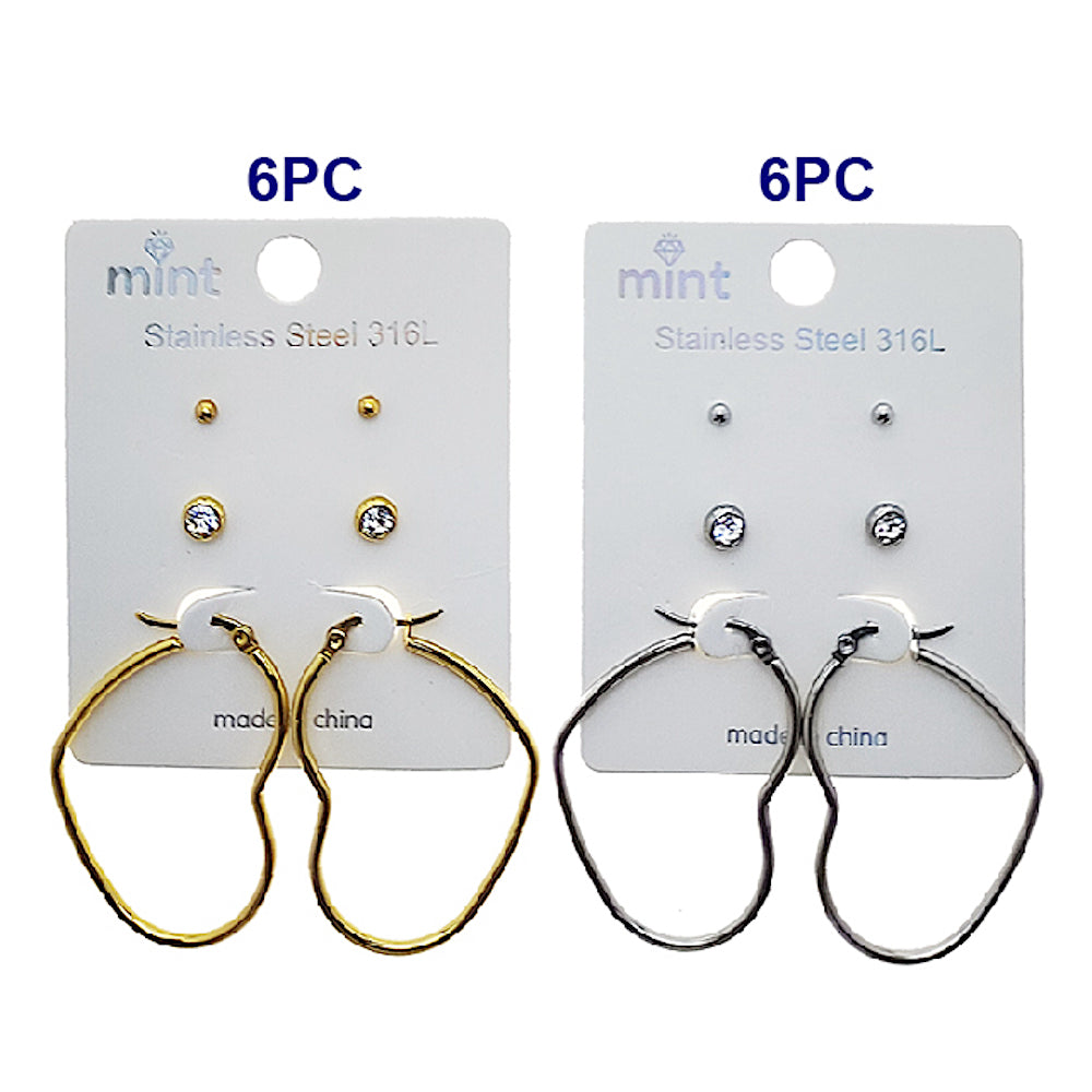 TE2121 - Stainless Steel Heart Hoop Set