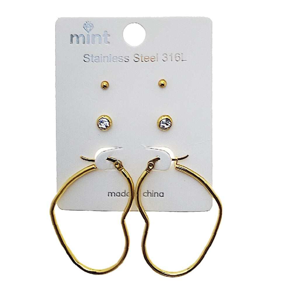 TE2121 - Stainless Steel Heart Hoop Set