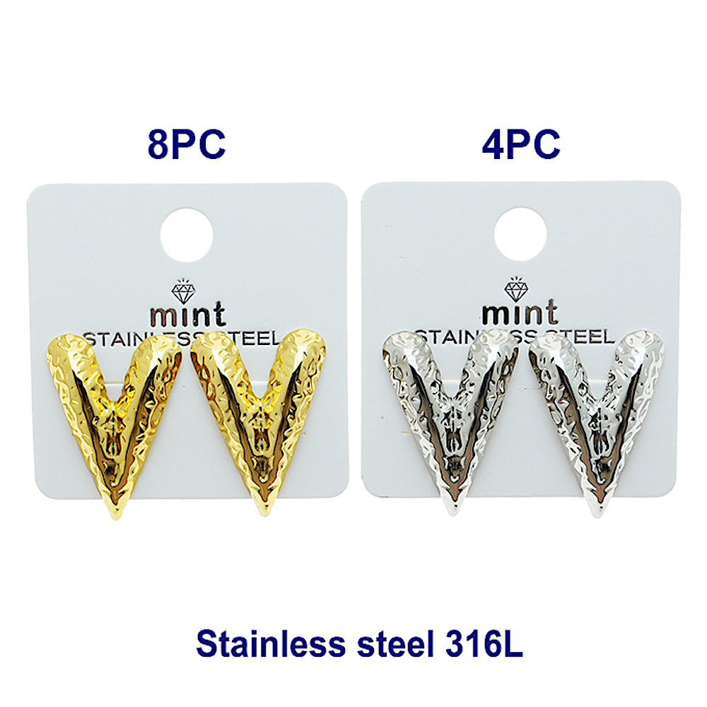 Stainless Steel Textured Heart Post Earring