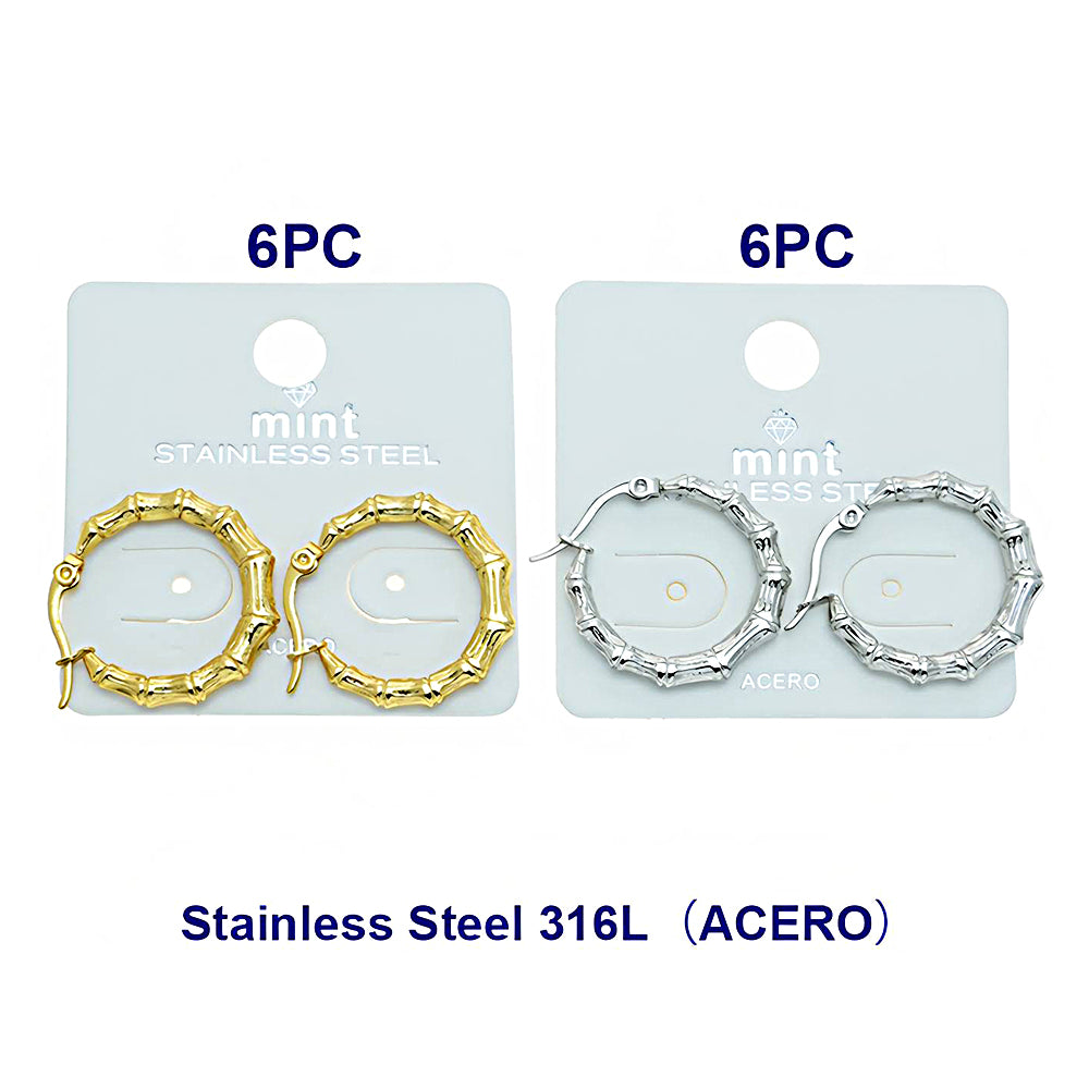 2.4CM Stainless Steel Bamboo Hoops