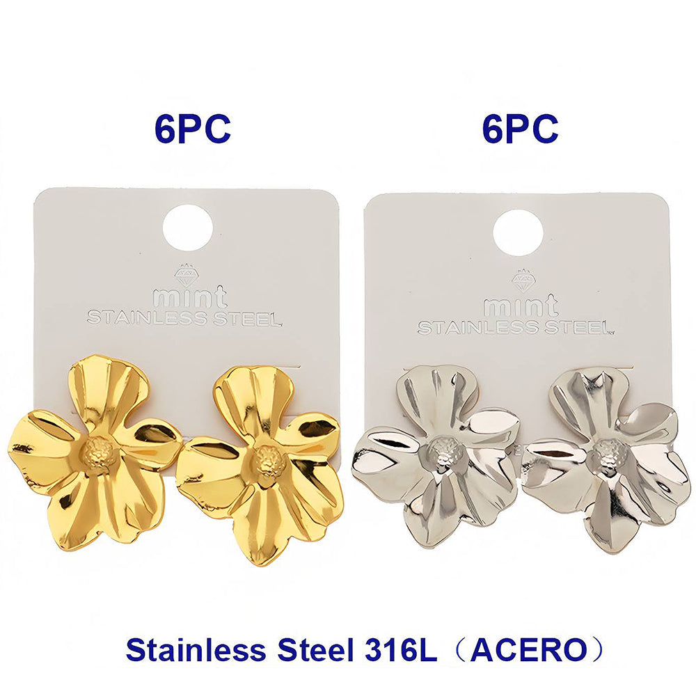 Stainless Steel Flower Earrings