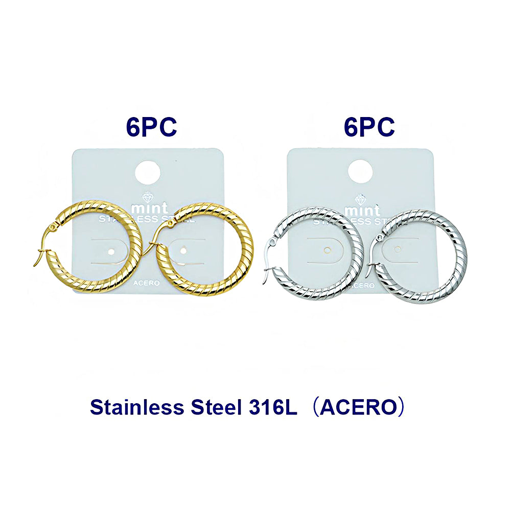 3.2CM Stainless Steel Ribbed Hoops