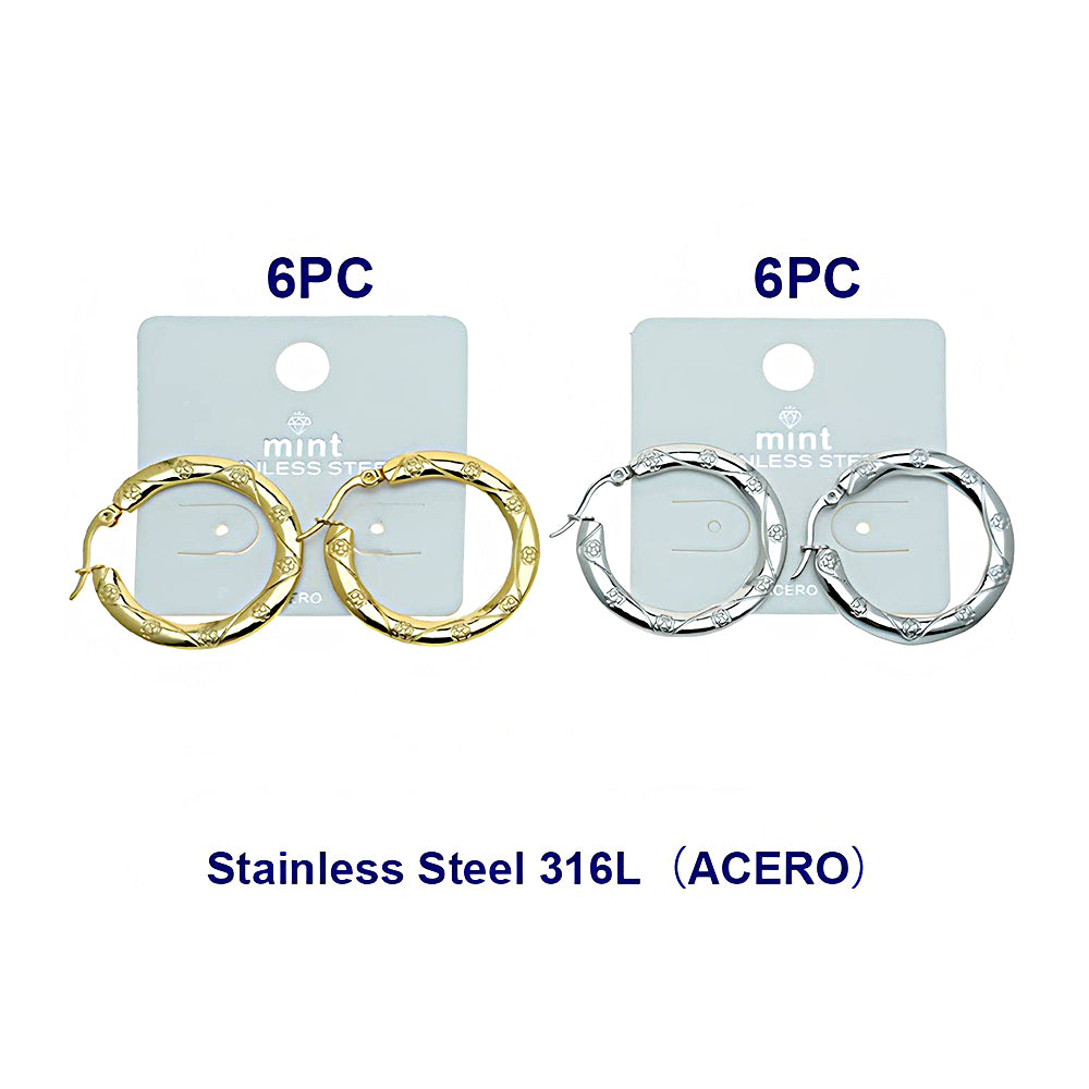 3.2CM Stainless Steel Clover Print Hoops