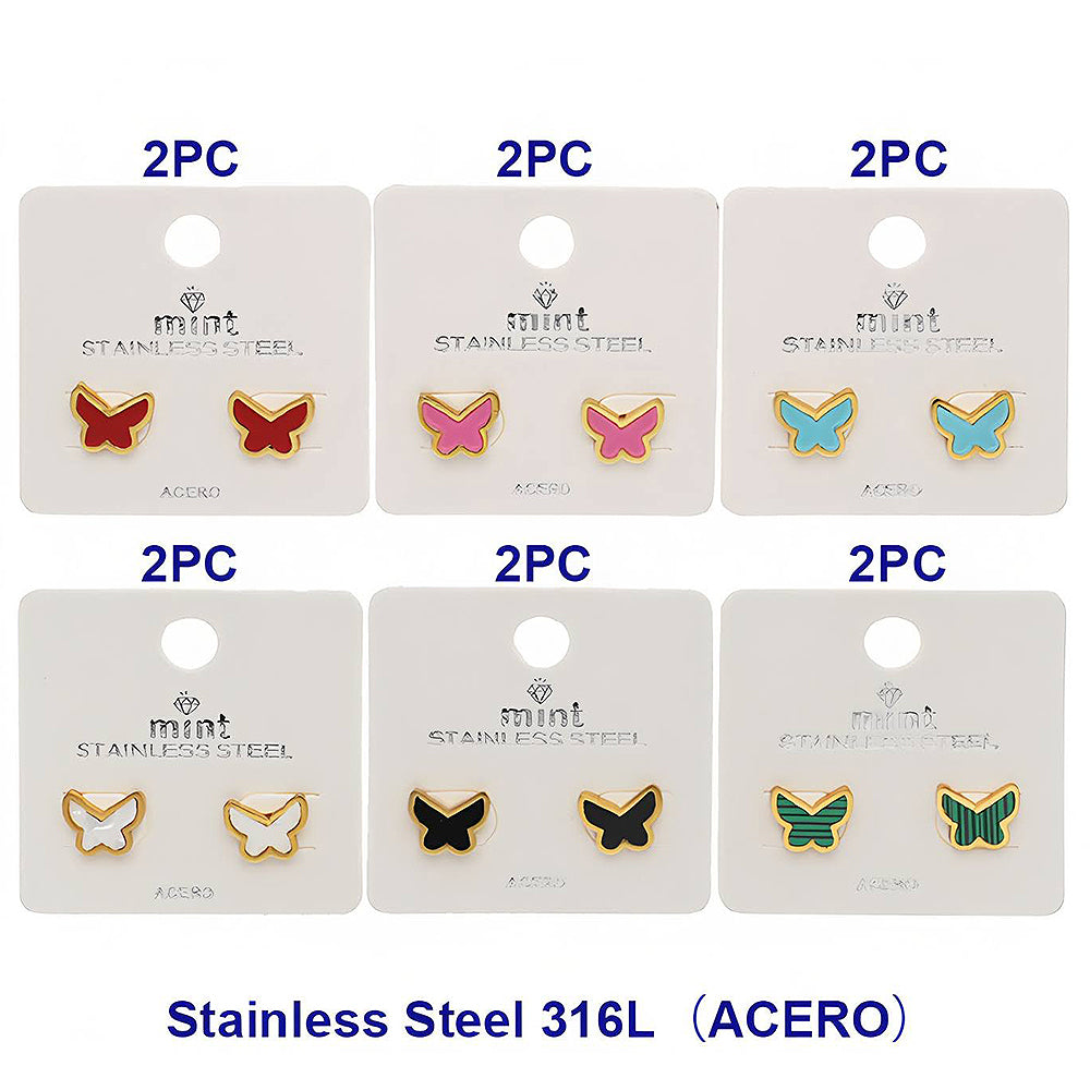 Stainless Steel Butterfly Stud Earrings