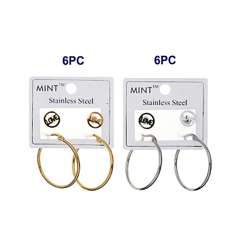 Stainless Steel Love Studs & Hoops Set