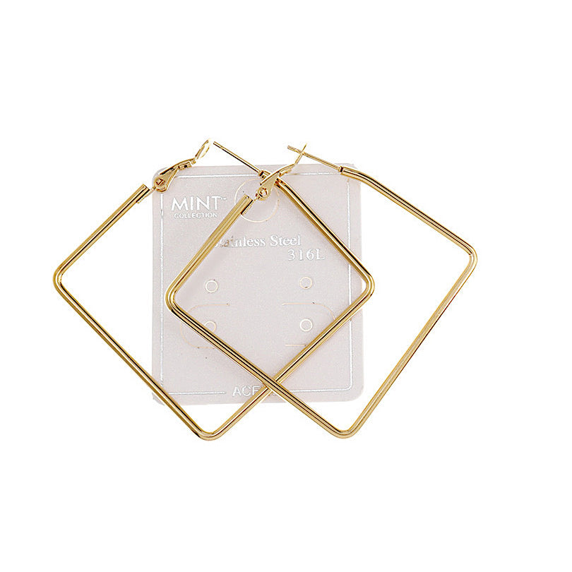 TE1346 - 60MM Stainless Steel Square Hoops