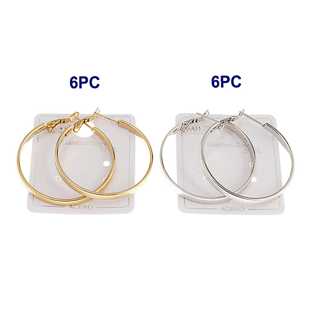 TE1353 - 40MM Stainless Steel Etched Hoops