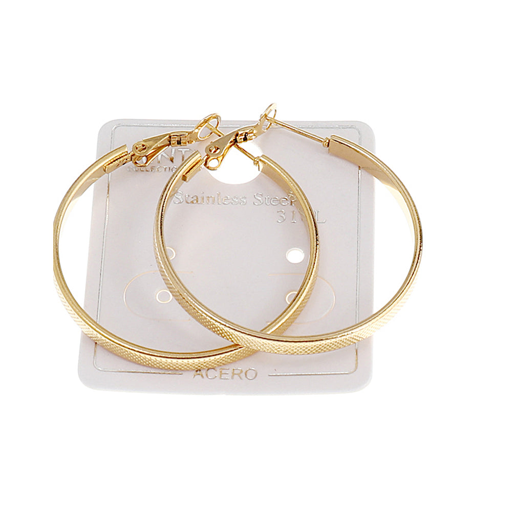 TE1353 - 40MM Stainless Steel Etched Hoops
