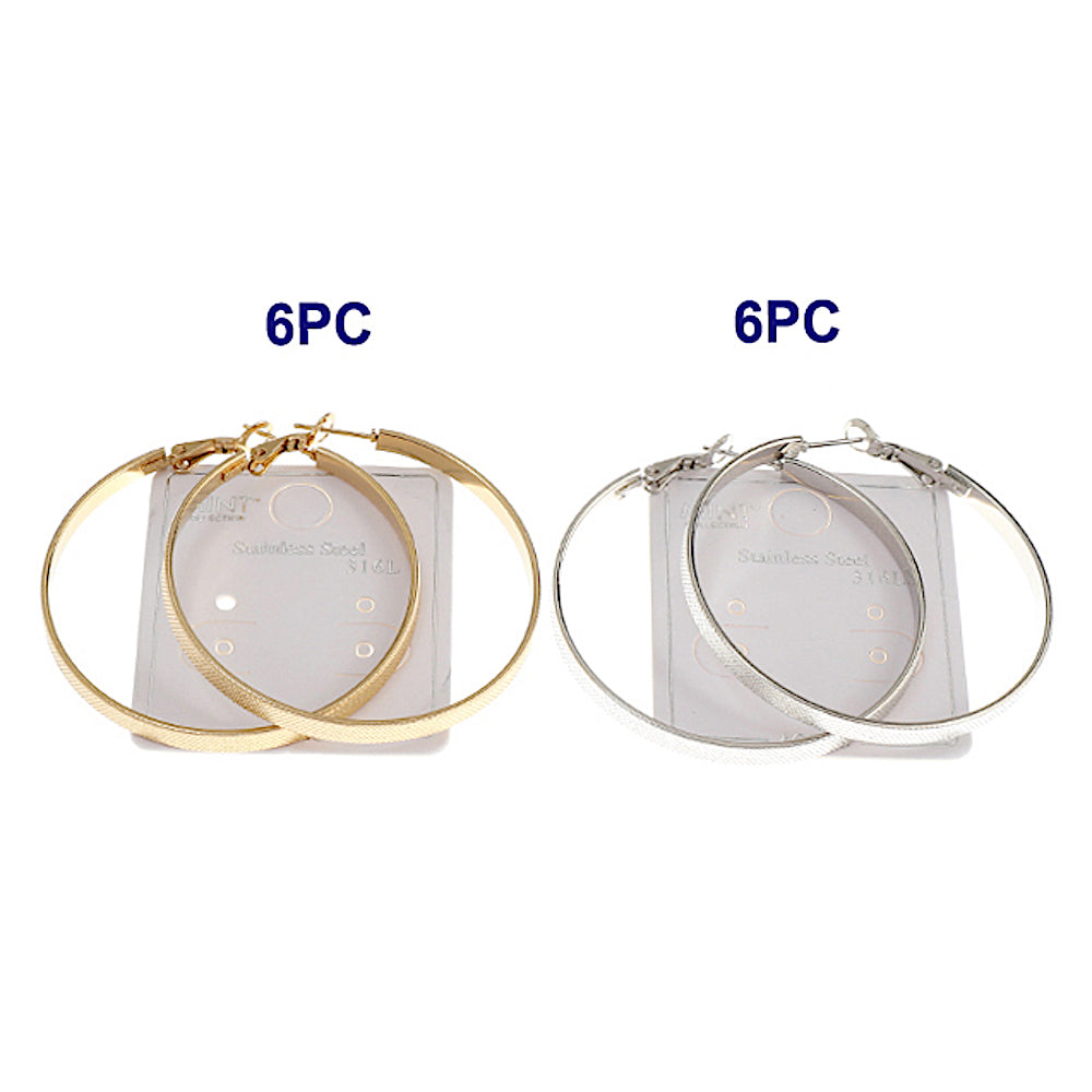 TE1353 - 50MM Stainless Steel Etched Hoops