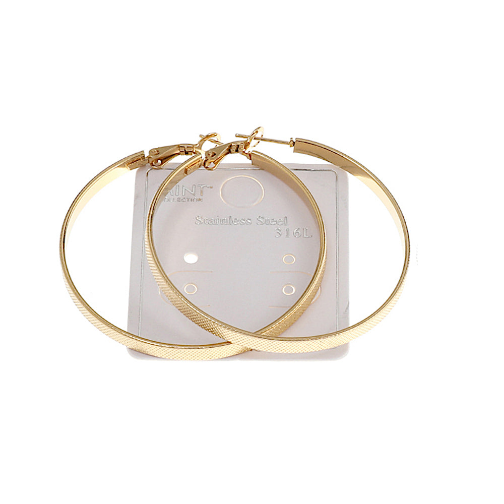 TE1353 - 50MM Stainless Steel Etched Hoops