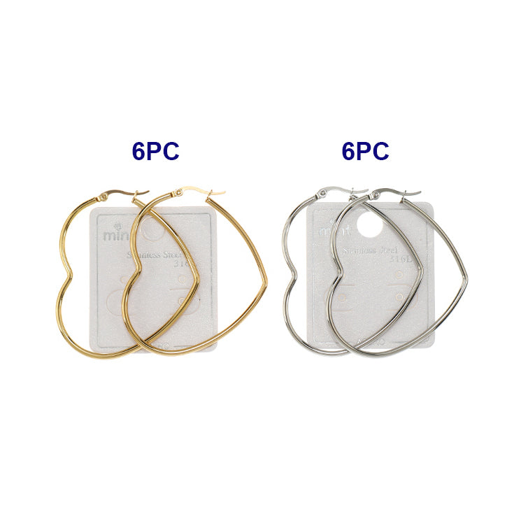 50MM Stainless Steel Heart Hoops