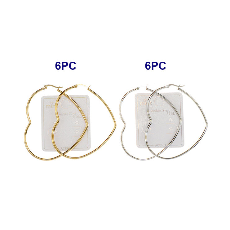 60MM Stainless Steel Heart Hoops