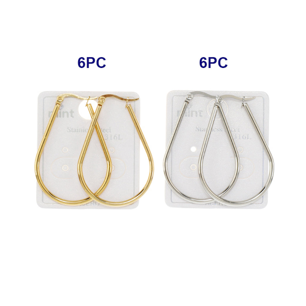 40MM Stainless Steel Teardrop Hoops