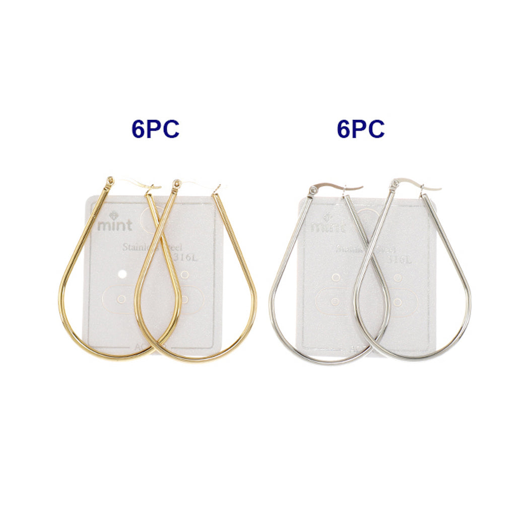 50MM Stainless Steel Teardrop Hoops