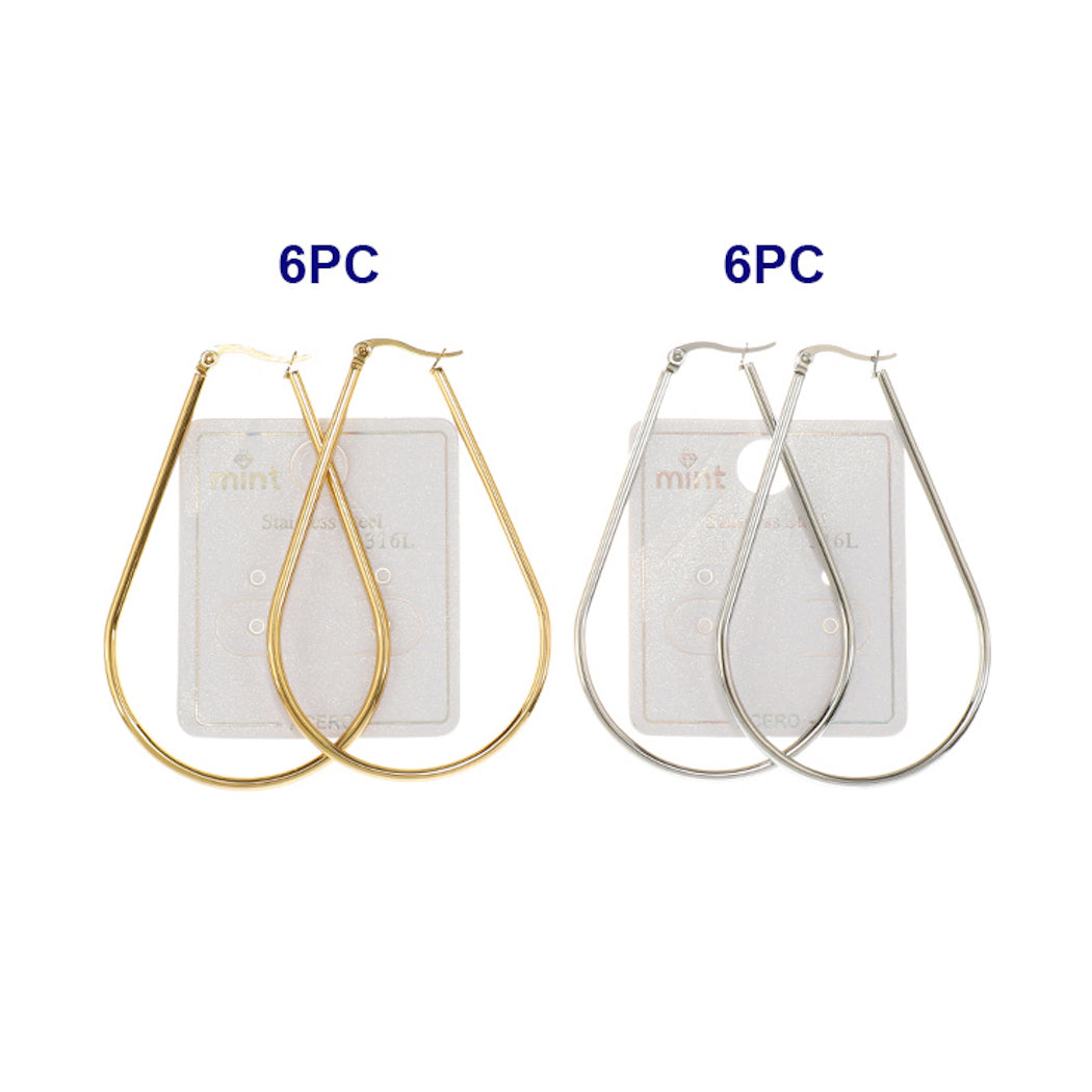 60MM Stainless Steel Teardrop Hoops
