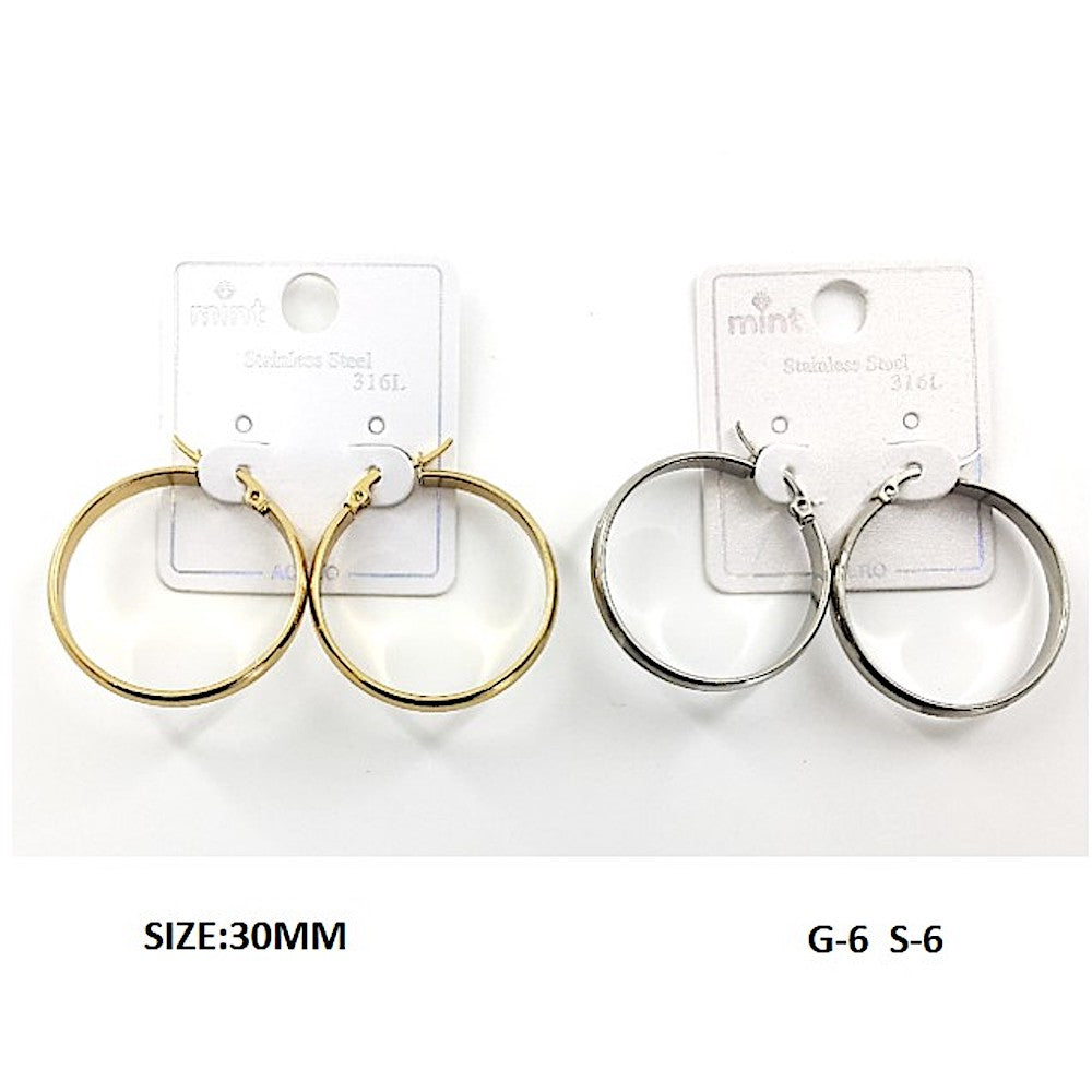 TE5001 - 30MM Stainless Steel Flat Hoops