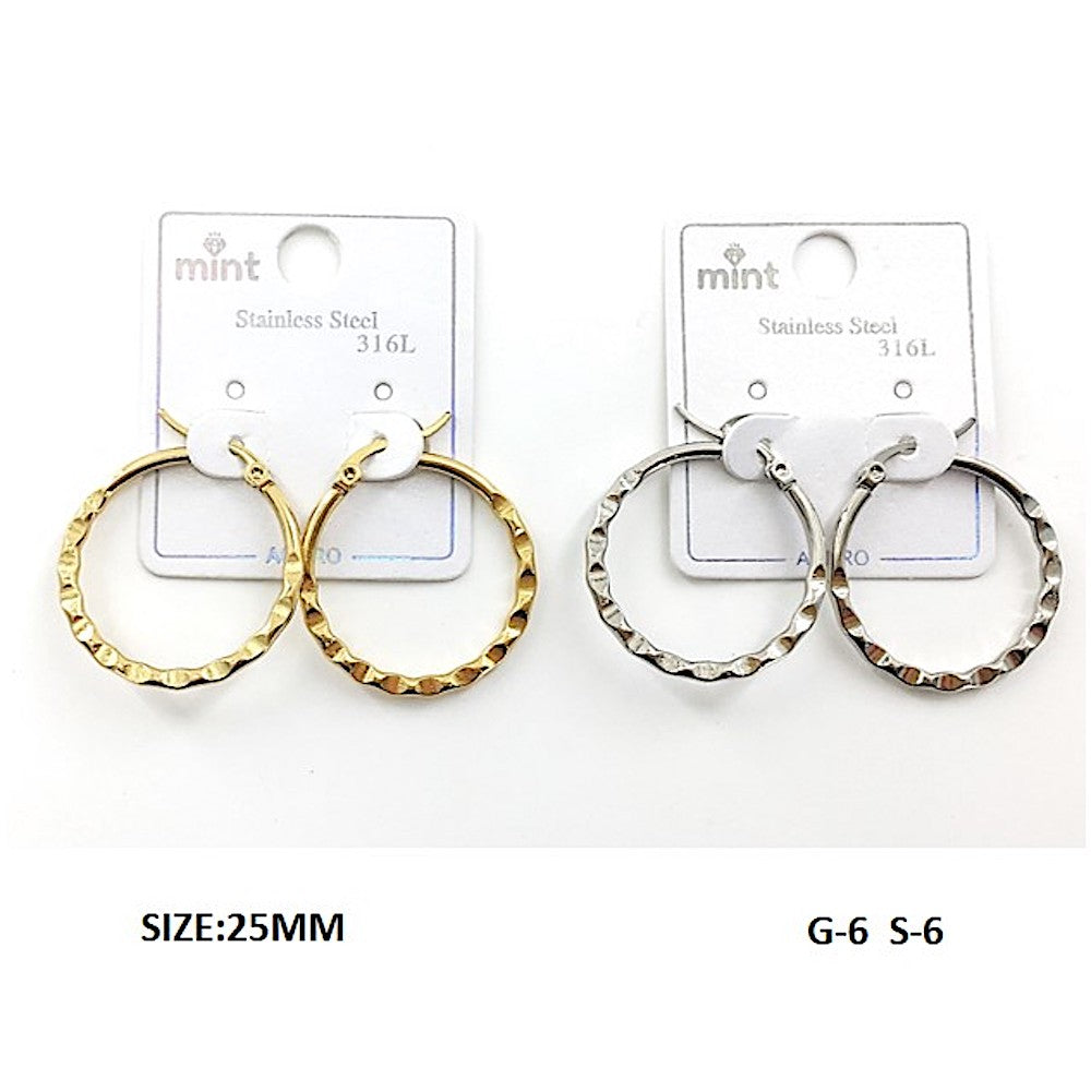 TE5003 - 25MM Stainless Steel Hammered Hoops