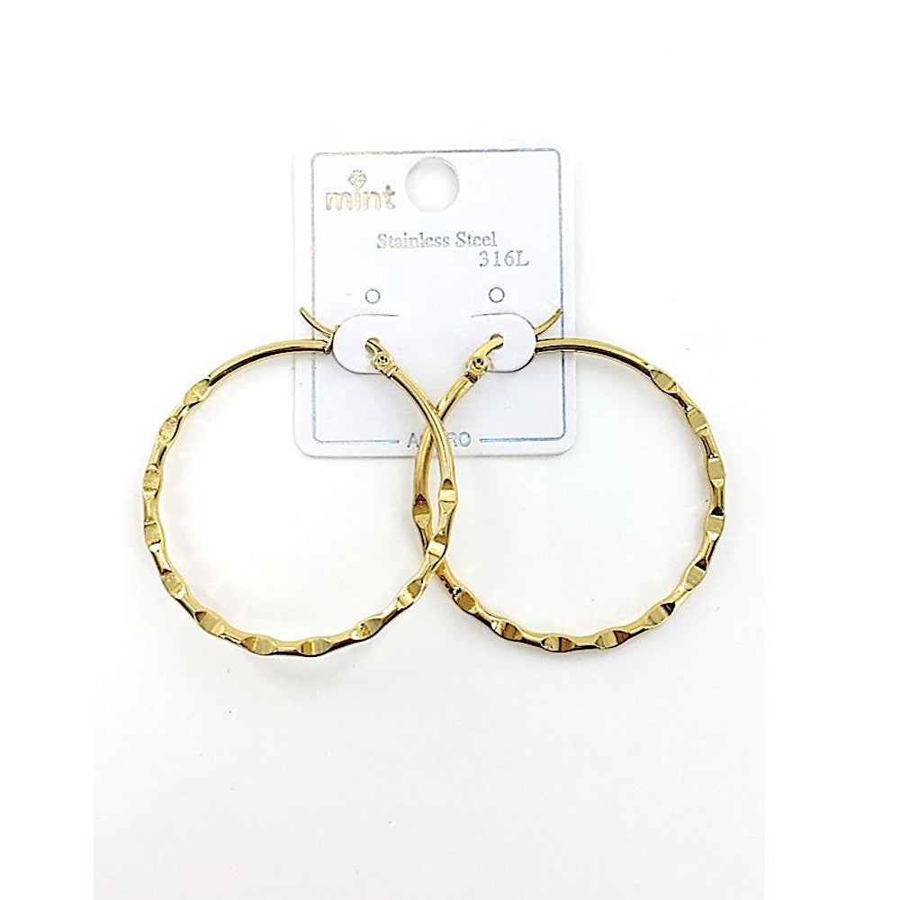 TE5003 - 40MM Stainless Steel Hammered Hoops