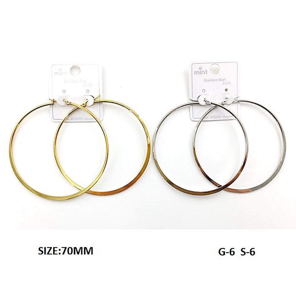 TE5004 - 70MM Stainless Steel Flat Hoops