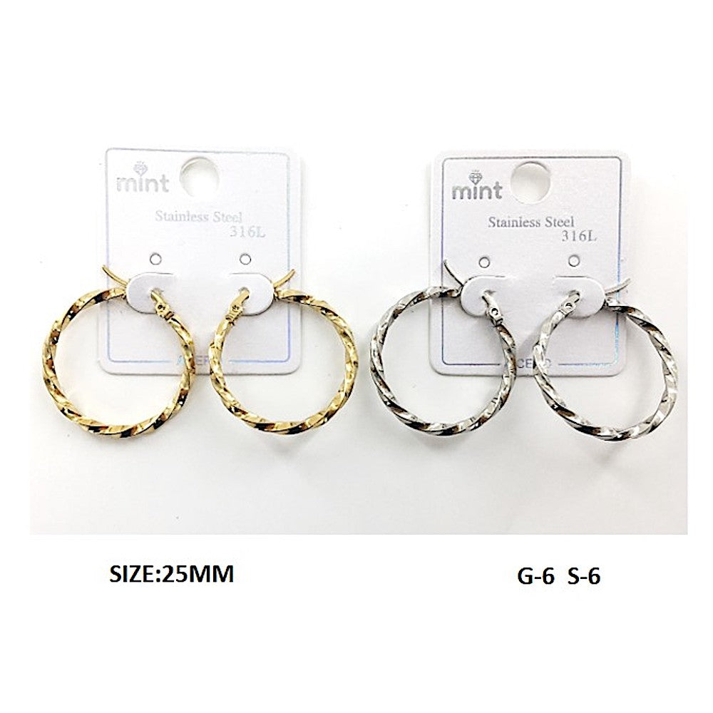 TE5005 - 25MM Stainless Steel Twist Hoops