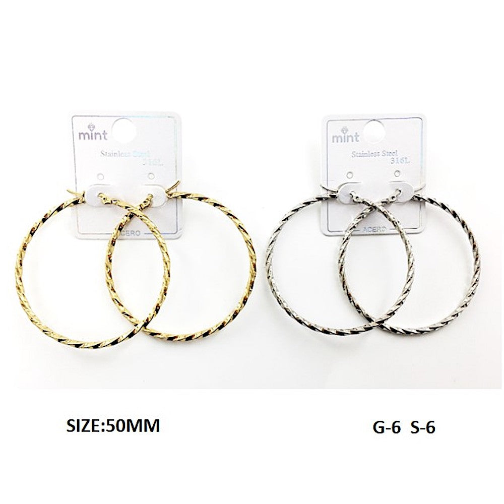 TE5005 - 50MM Stainless Steel Twist Hoops